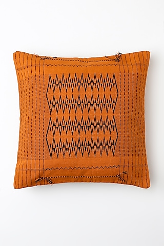 Orange Taveni Cushion Cover by Vekuvolu Dozo