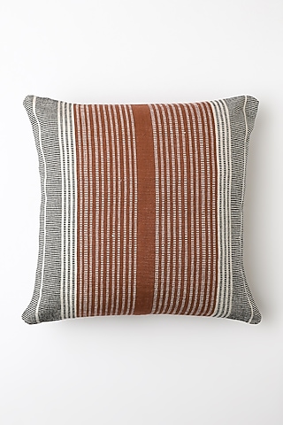 White & Brown Kheli Cushion Cover by Vekuvolu Dozo