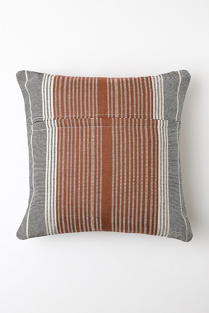 White & Brown Kheli Cushion Cover by Vekuvolu Dozo at Pernia's Pop Up Shop