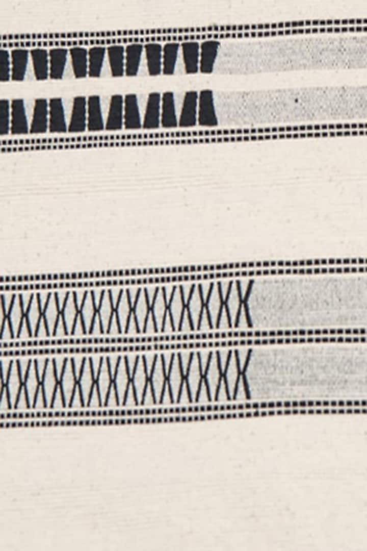 White & Black Cotton Handwoven Pheha Table Runner by Vekuvolu Dozo at Pernia's Pop Up Shop