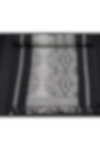 Black Cotton Handwoven Table Runner by Vekuvolu Dozo