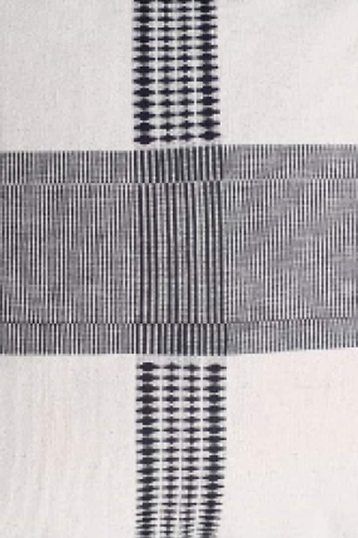 White & Black Cotton Handwoven Amii Cushion Covers (Set of 2) by Vekuvolu Dozo at Pernia's Pop Up Shop