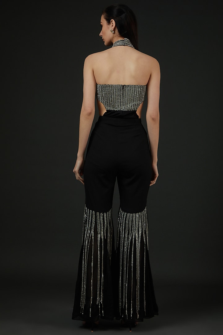 Black Net Embroidered Co-Ord Set by Vedika Soni at Pernia's Pop Up Shop
