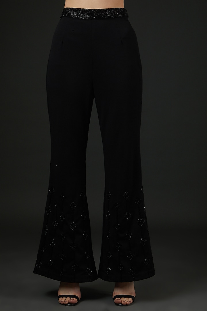 Black Net & Spandex Embroidered Co-Ord Set by Vedika Soni at Pernia's Pop Up Shop