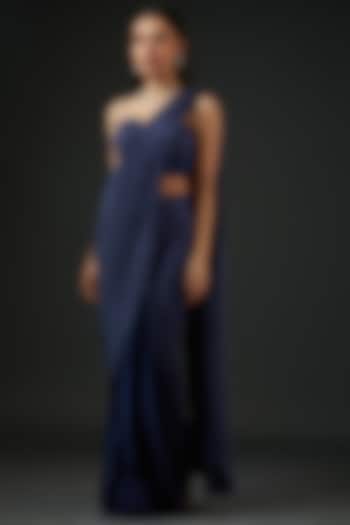 Navy Blue Pre-stitched Party Wear Saree
 by Vedika Soni at Pernia's Pop Up Shop