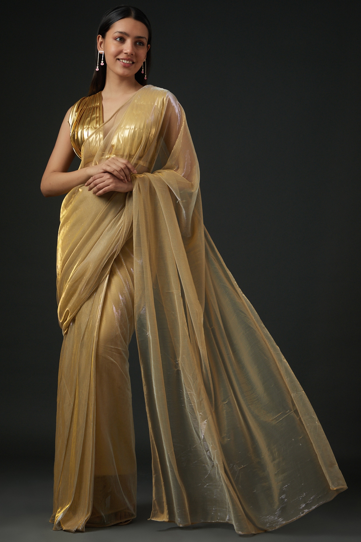 Golden Saree: A Vast Collection Of Golden Colour Sarees Online At Utsav  Fashion