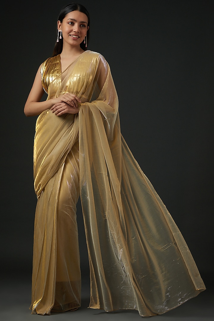 Golden Pre-stitched saree
 by Vedika Soni