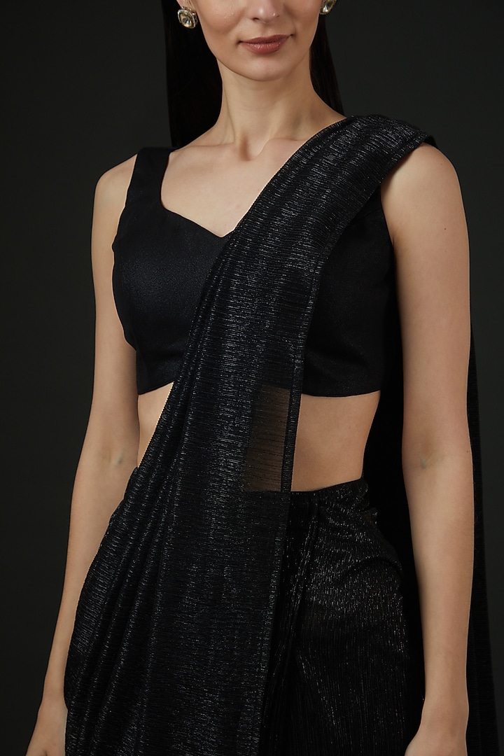 black Pre-stitched Party Wear Saree
 by Vedika Soni at Pernia's Pop Up Shop