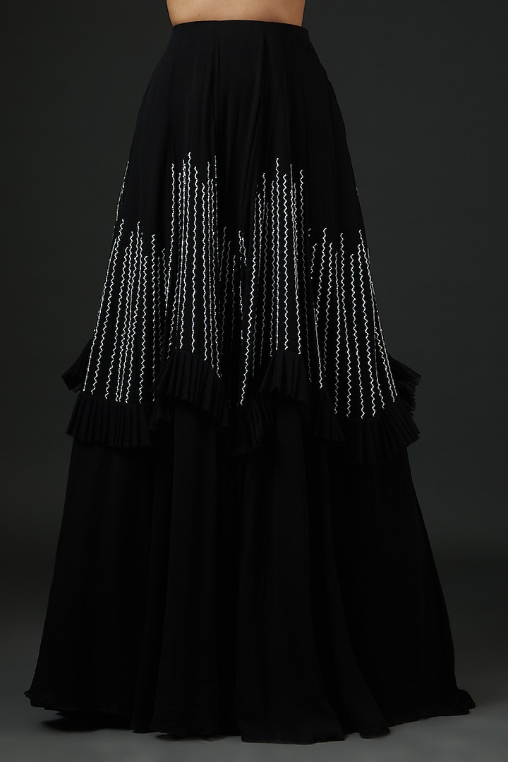 Black Georgette Embroidered Wedding Lehenga Set by Vedika Soni at Pernia's Pop Up Shop