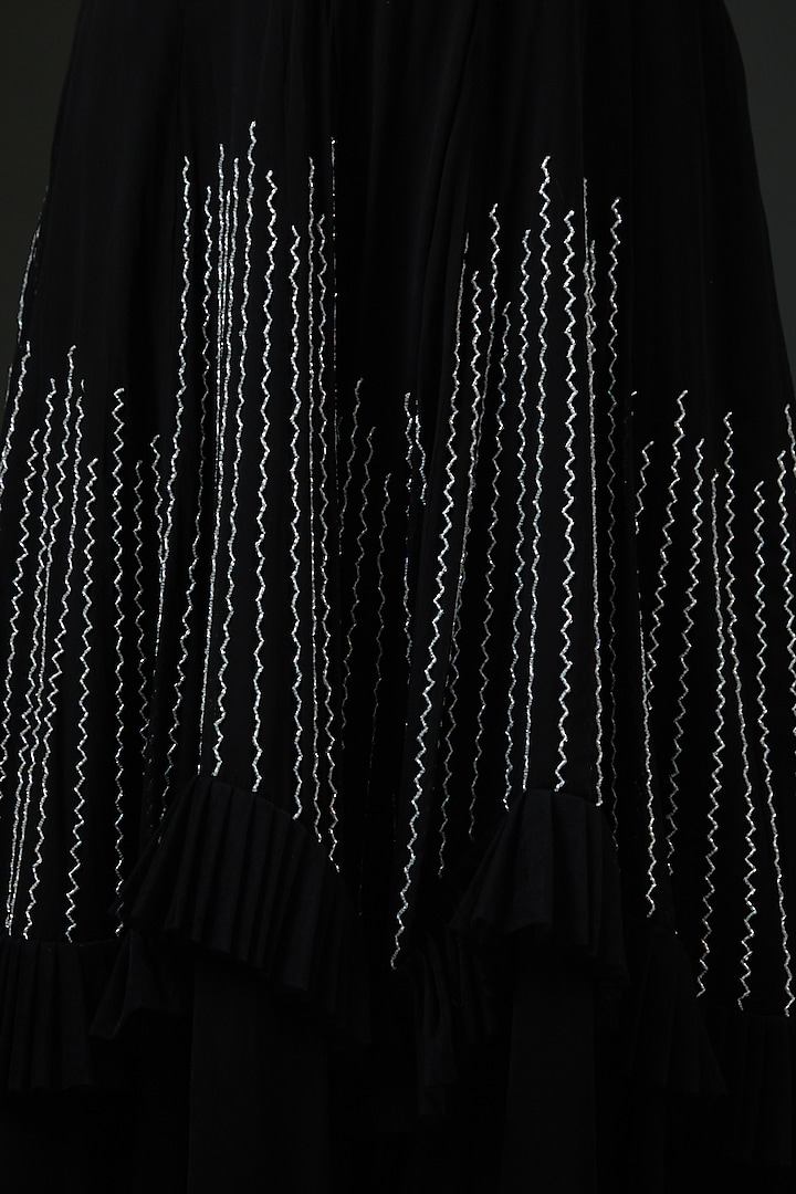 Black Georgette Embroidered Wedding Lehenga Set by Vedika Soni at Pernia's Pop Up Shop