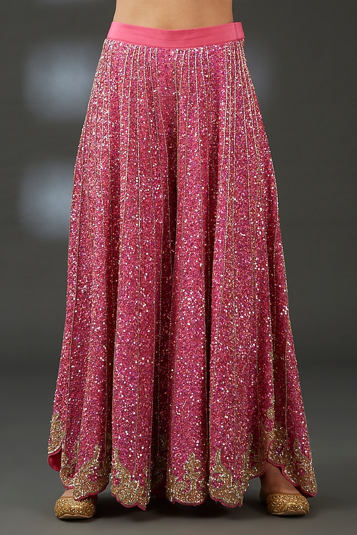 Pink Crepe Hand Embroidered Bridal Sharara Set by Vedika Soni at Pernia's Pop Up Shop