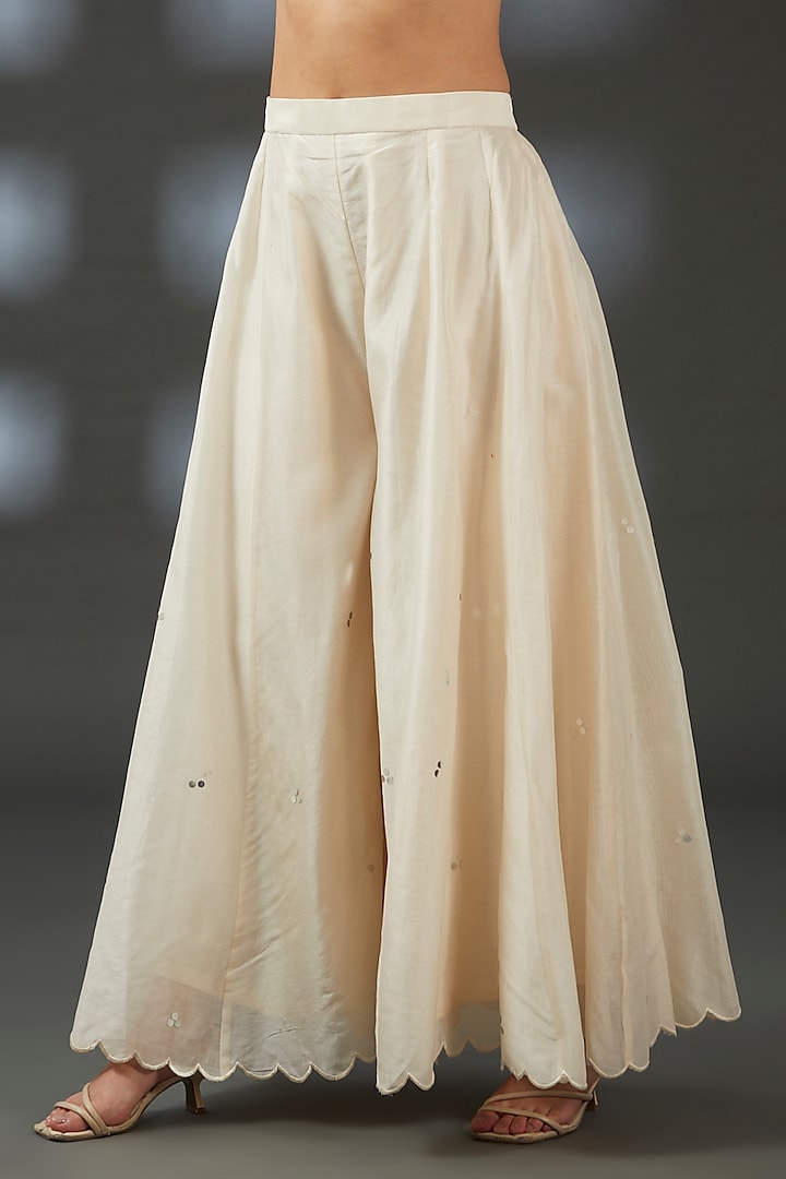 Ivory Chanderi Party Wear Sharara Set by Vedika Soni at Pernia's Pop Up Shop