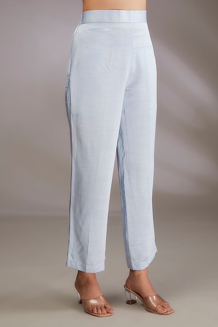 Ice Blue Cotton Hand Embroidered Co-Ord Set by Vedika Soni at Pernia's Pop Up Shop