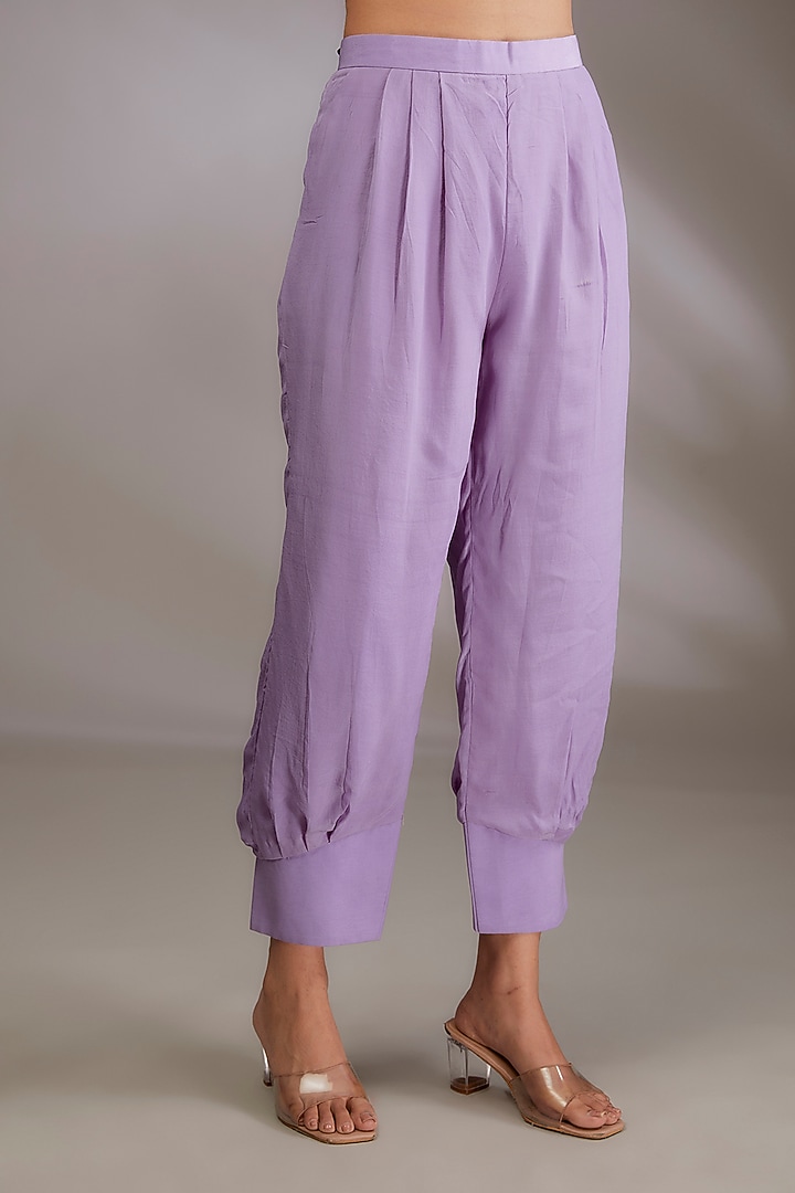 Purple Crepe Hand Embroidered Co-Ord Set by Vedika Soni at Pernia's Pop Up Shop