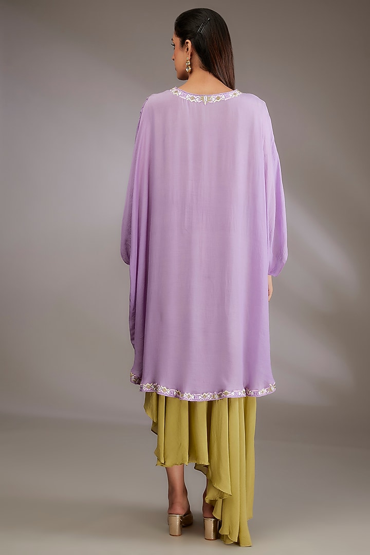 Green Crepe Skirt Set by Vedika Soni at Pernia's Pop Up Shop