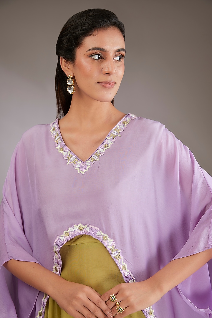 Green Crepe Skirt Set by Vedika Soni at Pernia's Pop Up Shop