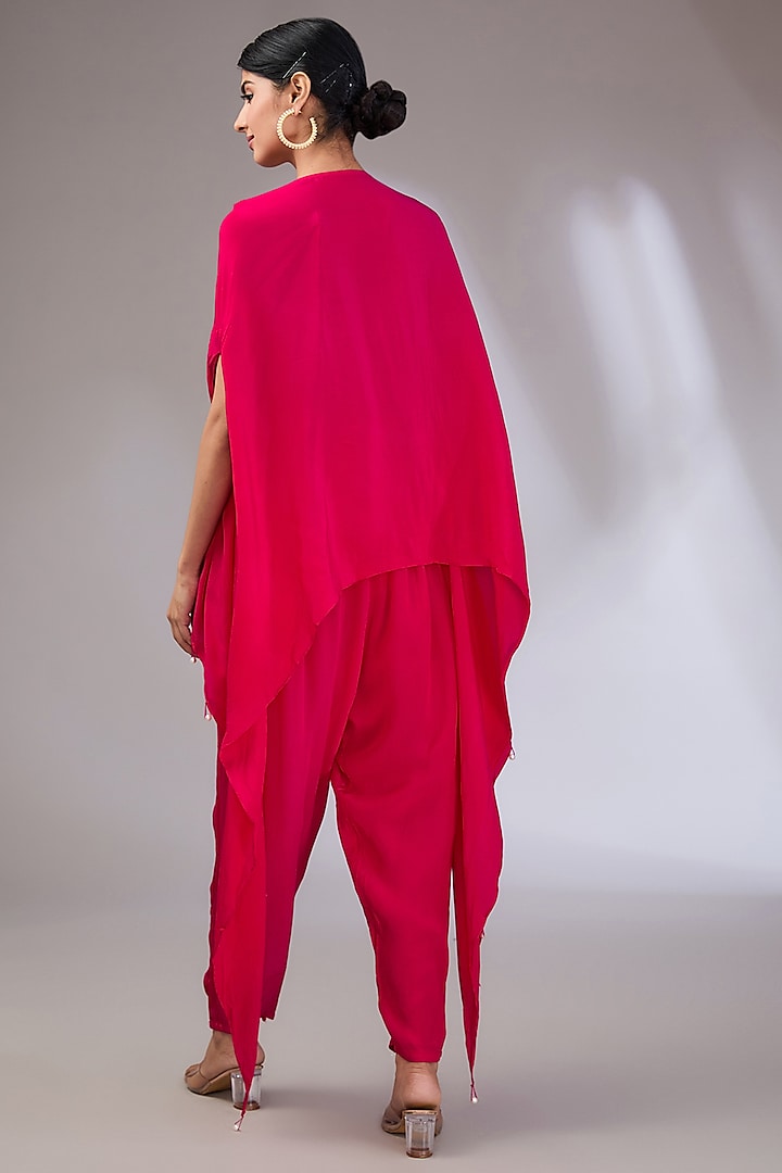Red Crepe Machine Embroidered Co-Ord Set by Vedika Soni at Pernia's Pop Up Shop