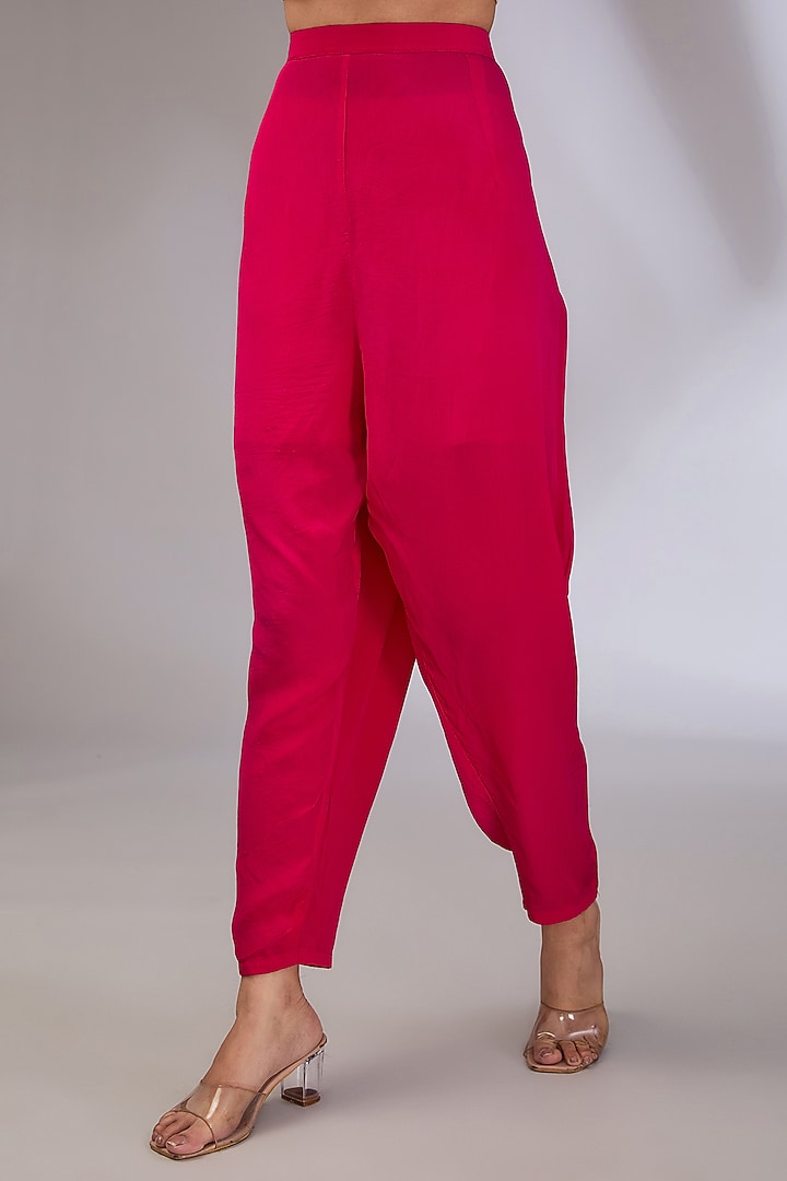 Red Crepe Machine Embroidered Co-Ord Set by Vedika Soni at Pernia's Pop Up Shop