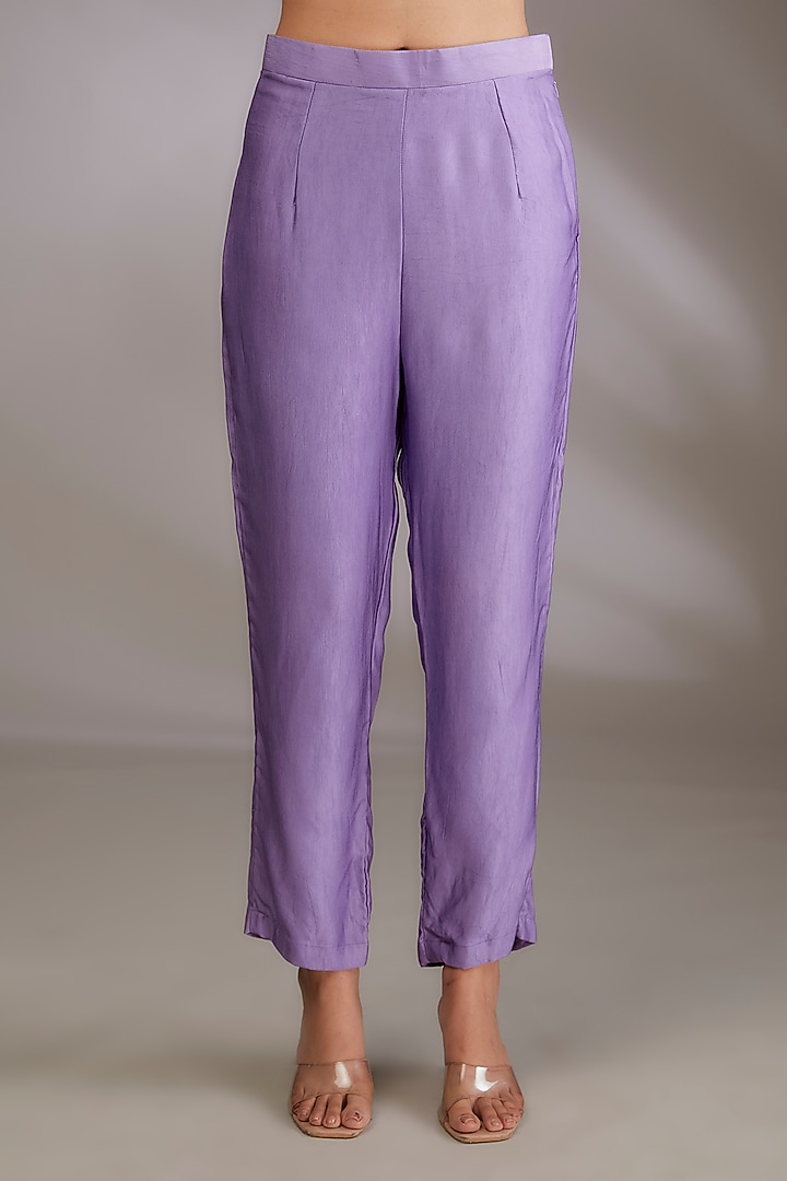 Purple Cotton Hand Embroidered Coat Style Kurta Set by Vedika Soni at Pernia's Pop Up Shop