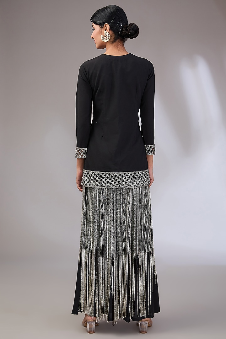 Black Wilson Hand Embroidered Wedding Sharara Set by Vedika Soni at Pernia's Pop Up Shop