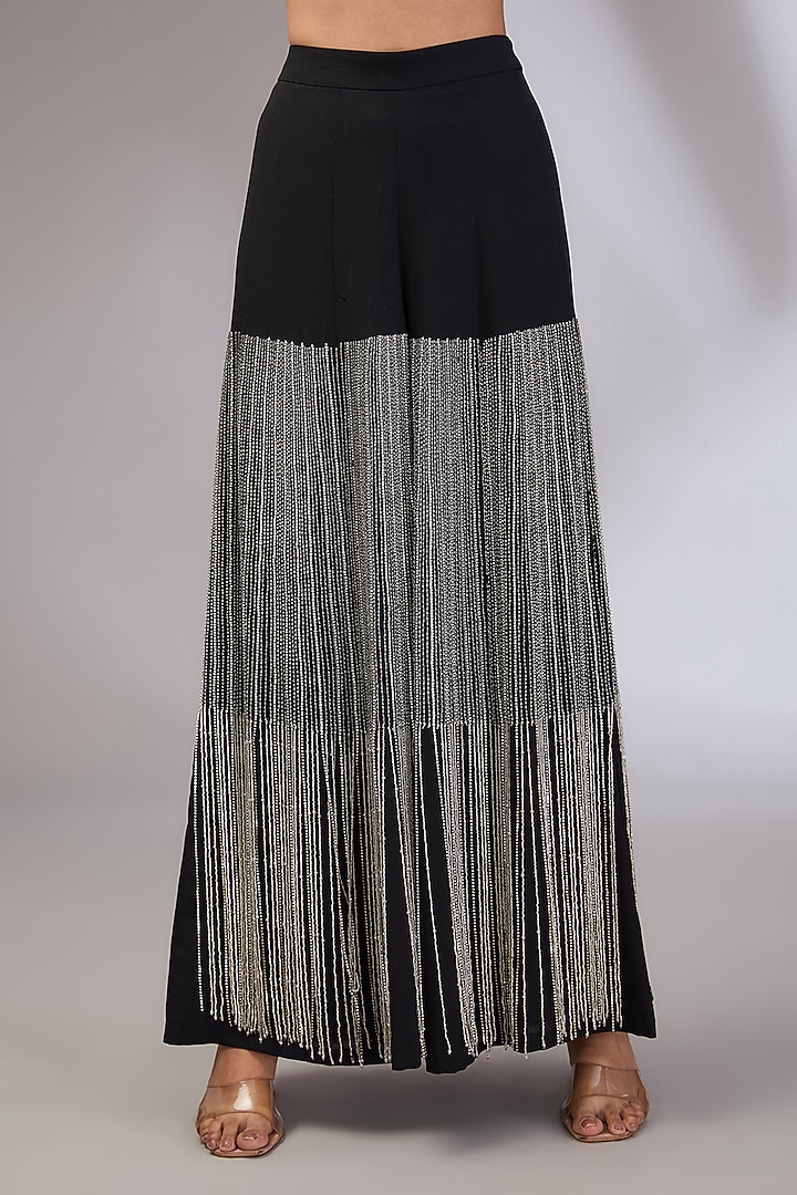 Black Wilson Hand Embroidered Wedding Sharara Set by Vedika Soni at Pernia's Pop Up Shop