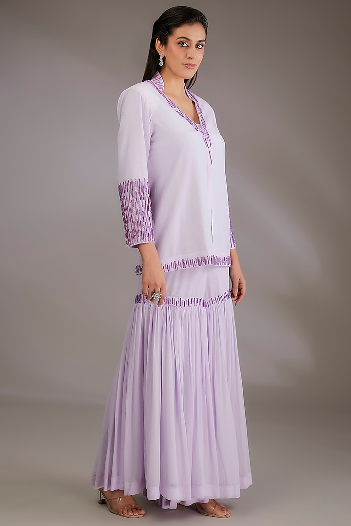 Purple Georgette Sharara Set by Vedika Soni at Pernia's Pop Up Shop