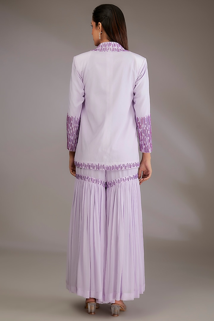 Purple Georgette Party Wear Sharara Set by Vedika Soni at Pernia's Pop Up Shop