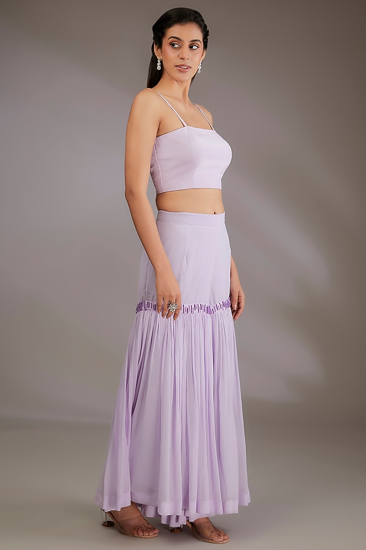 Purple Georgette Party Wear Sharara Set by Vedika Soni at Pernia's Pop Up Shop