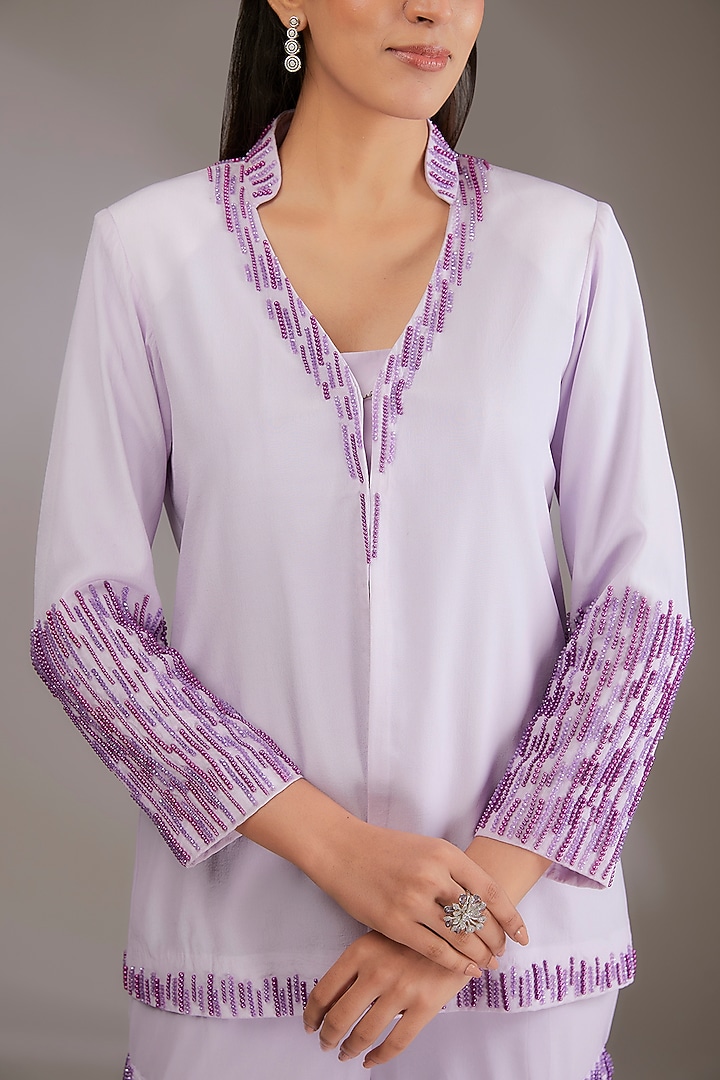 Purple Georgette Party Wear Sharara Set by Vedika Soni at Pernia's Pop Up Shop