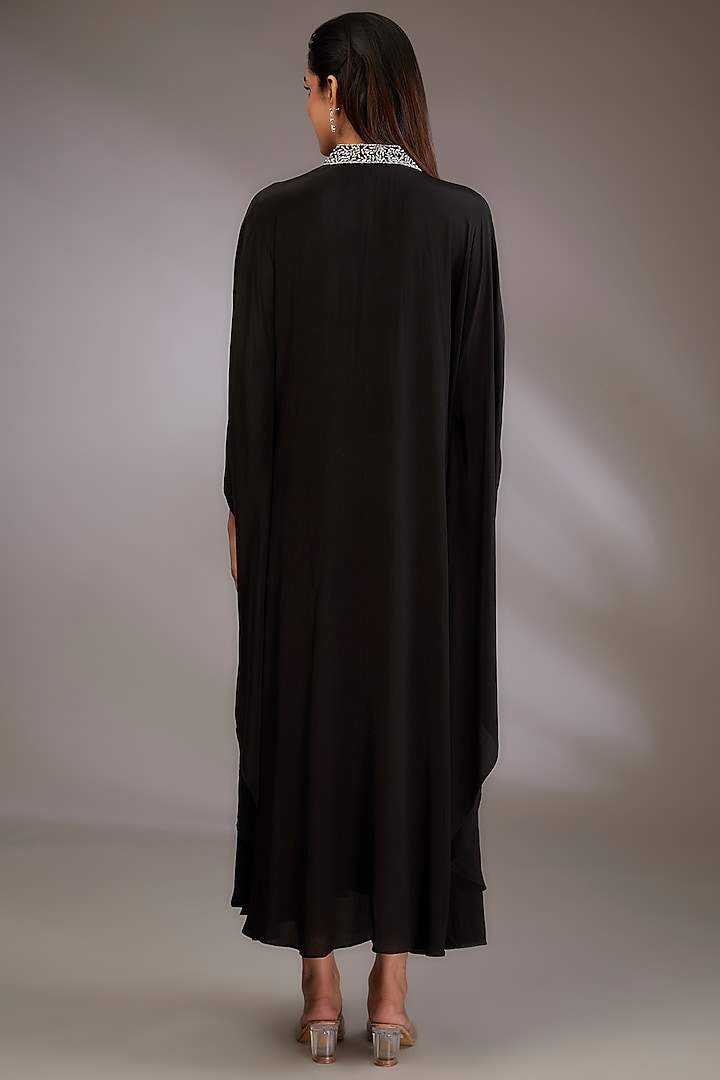 Black Georgette Hand Embroidered Kaftan by Vedika Soni at Pernia's Pop Up Shop