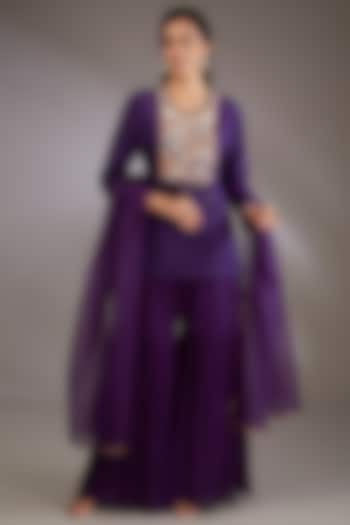 Purple Georgette Sharara Set by Vedika Soni at Pernia's Pop Up Shop