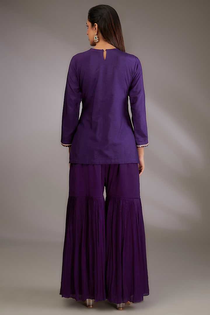 Purple Georgette Party Wear Sharara Set by Vedika Soni at Pernia's Pop Up Shop