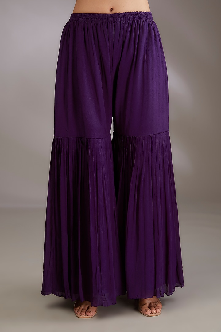 Purple Georgette Party Wear Sharara Set by Vedika Soni at Pernia's Pop Up Shop