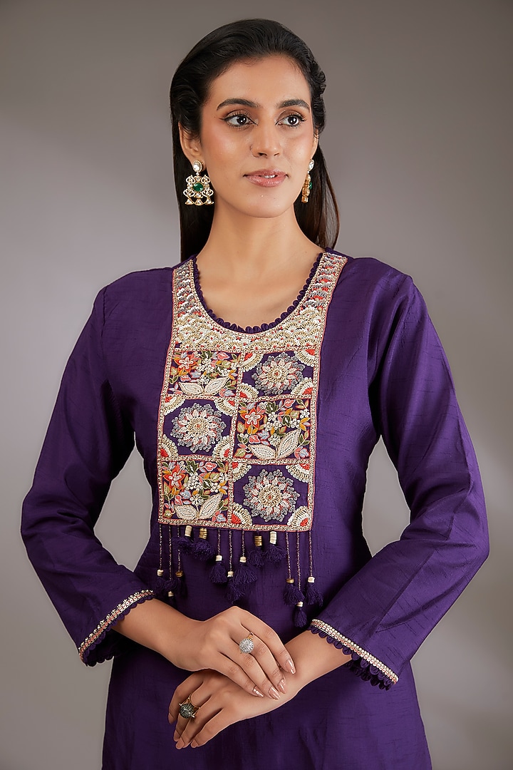 Purple Georgette Party Wear Sharara Set by Vedika Soni at Pernia's Pop Up Shop