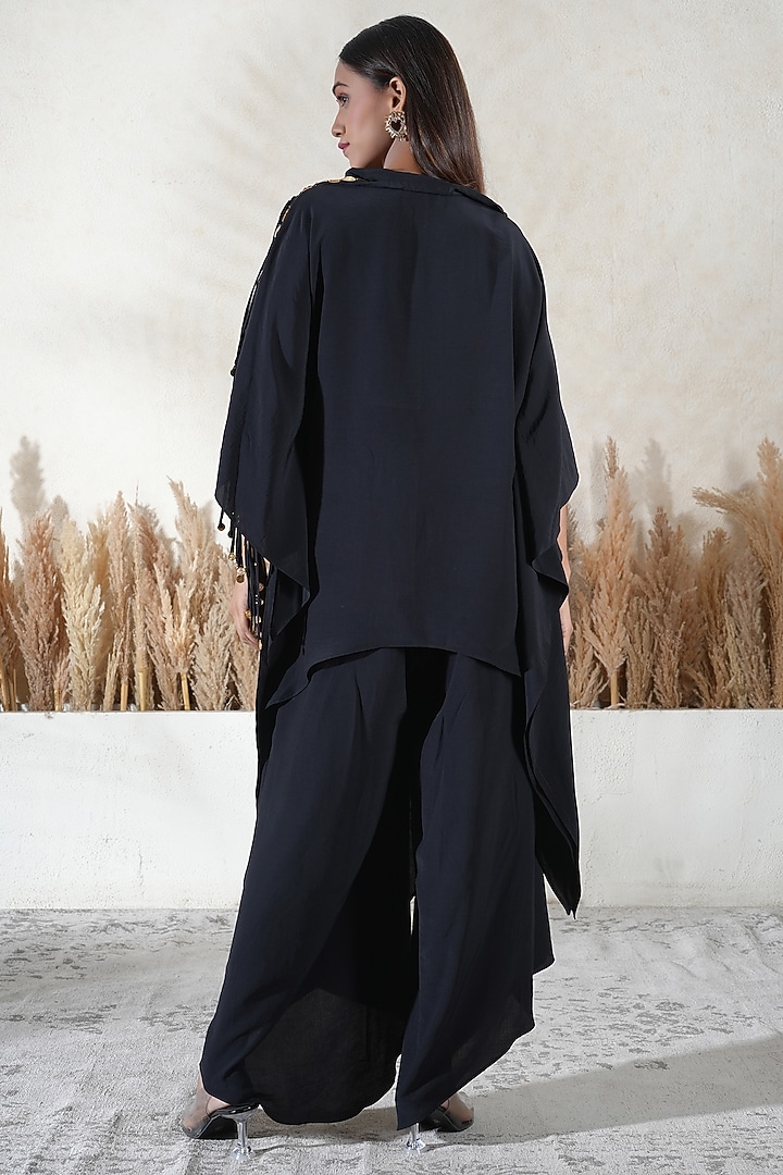 Black Royelle Cotton Embroidered Kaftan Set by Vedika Soni at Pernia's Pop Up Shop
