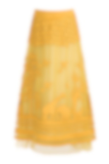 Mustard Tone-On-Tone Applique Skirt by Vidhi Wadhwani
