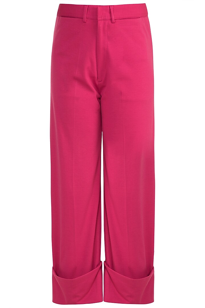 Fuchsia Embellished Top With Straight Pants by Vidhi Wadhwani at Pernia's Pop Up Shop