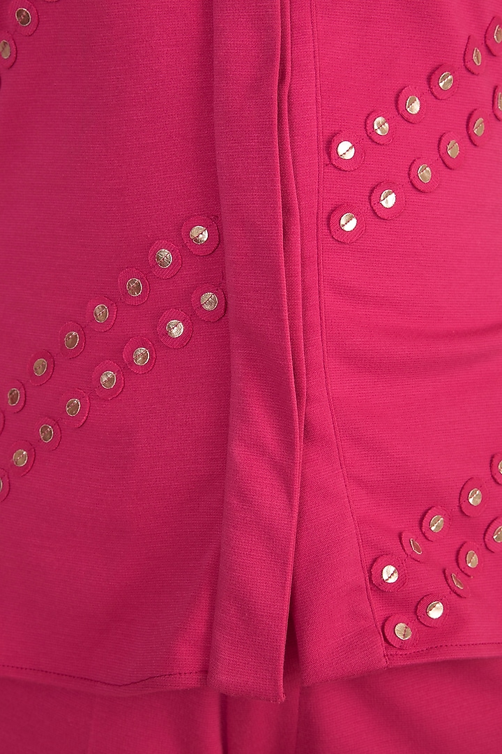 Fuchsia Embellished Top With Straight Pants by Vidhi Wadhwani at Pernia's Pop Up Shop