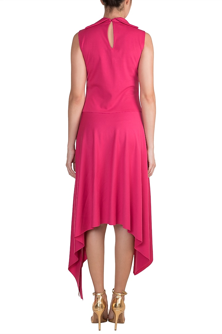 Fuchsia Asymmetric Collared Summer Dress by Vidhi Wadhwani at Pernia's Pop Up Shop