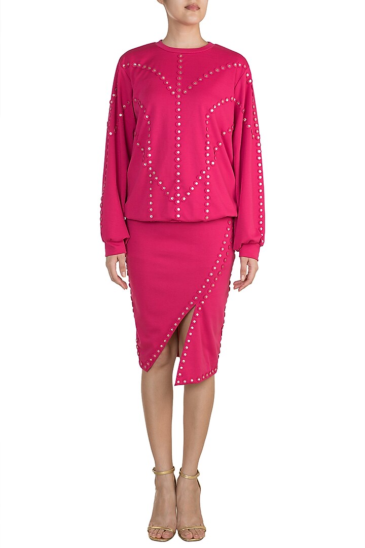 Fuchsia Embellished Skirt Set by Vidhi Wadhwani at Pernia's Pop Up Shop
