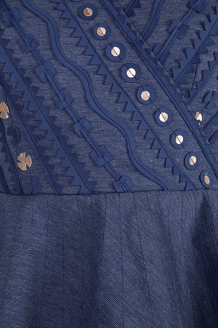 Cobalt Blue Applique Peplum Top by Vidhi Wadhwani at Pernia's Pop Up Shop