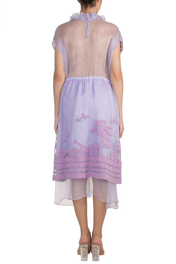 Mauve Applique Layered Vacation Dress by Vidhi Wadhwani at Pernia's Pop Up Shop