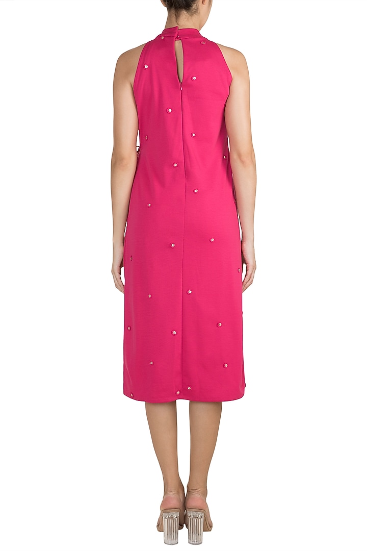 Fuchsia Polka Dot Applique Summer Dress by Vidhi Wadhwani at Pernia's Pop Up Shop