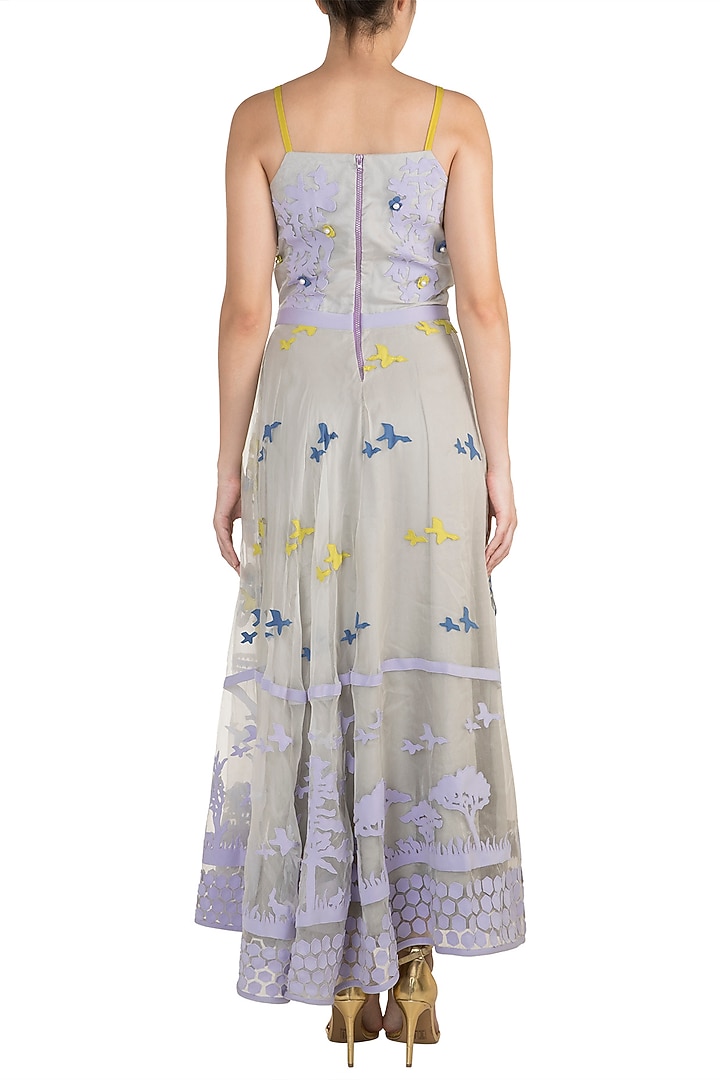 Grey Strappy Flared Gown by Vidhi Wadhwani at Pernia's Pop Up Shop