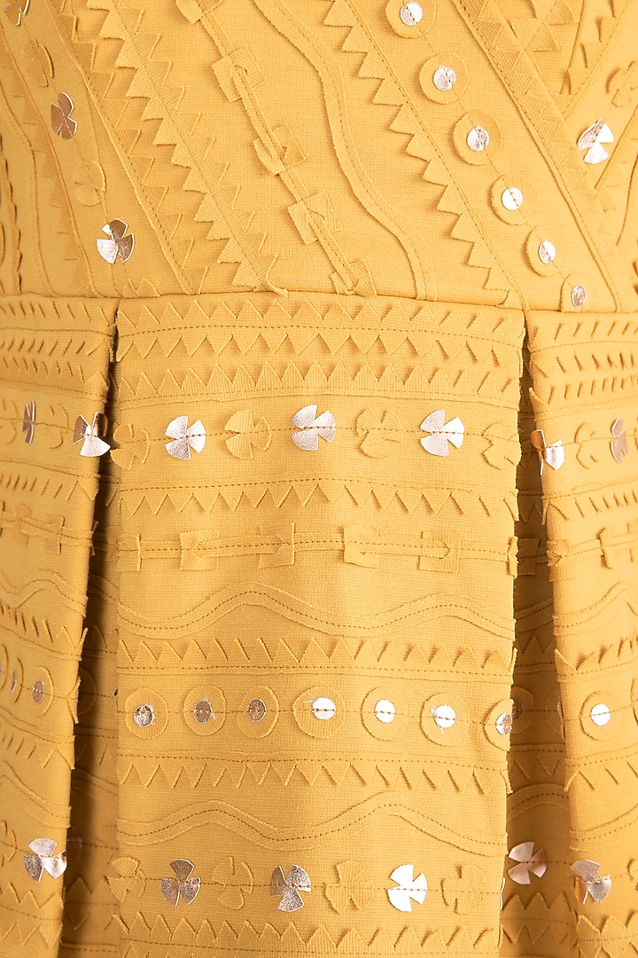 Mustard Peplum Top With Palazzo Pants by Vidhi Wadhwani at Pernia's Pop Up Shop