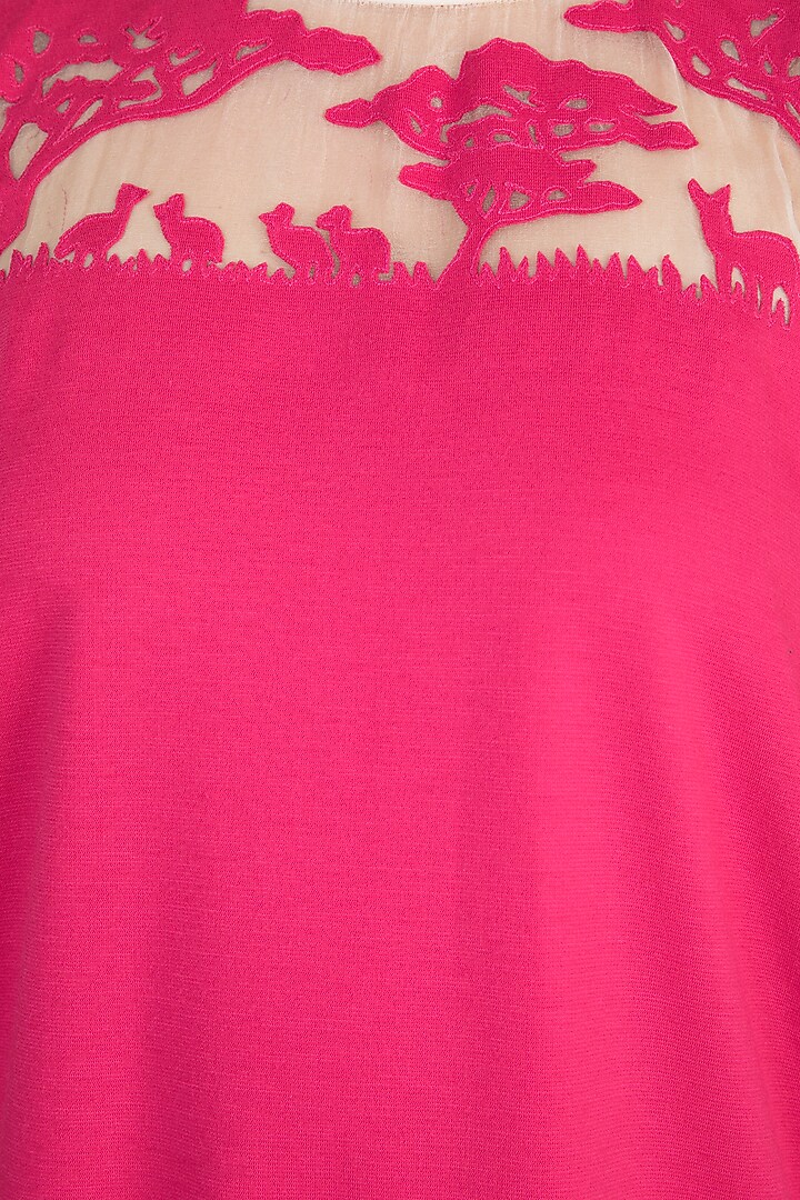 Fuchsia Ikigai Applique Summer Dress by Vidhi Wadhwani at Pernia's Pop Up Shop
