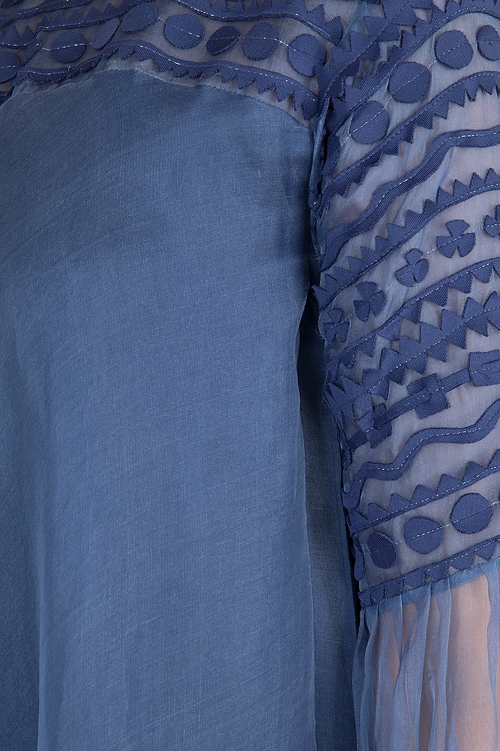 Cobalt Blue Layered Summer Dress With Balloon Sleeves by Vidhi Wadhwani at Pernia's Pop Up Shop