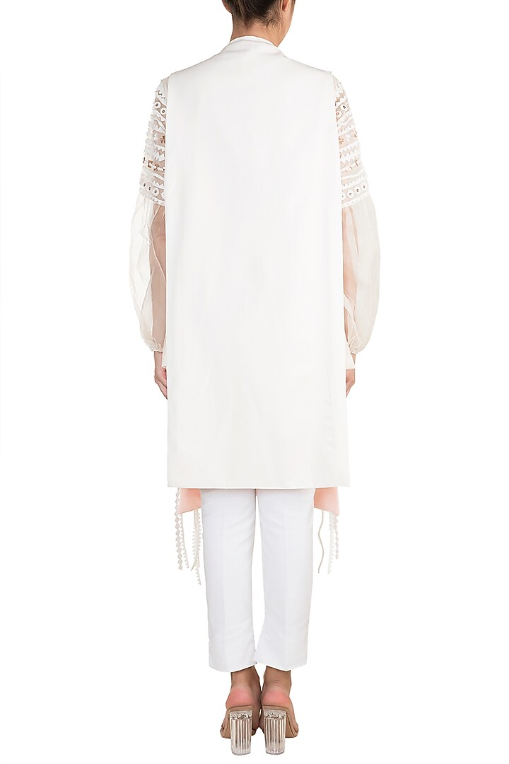 Off White Geometric Applique Jacket by Vidhi Wadhwani at Pernia's Pop Up Shop