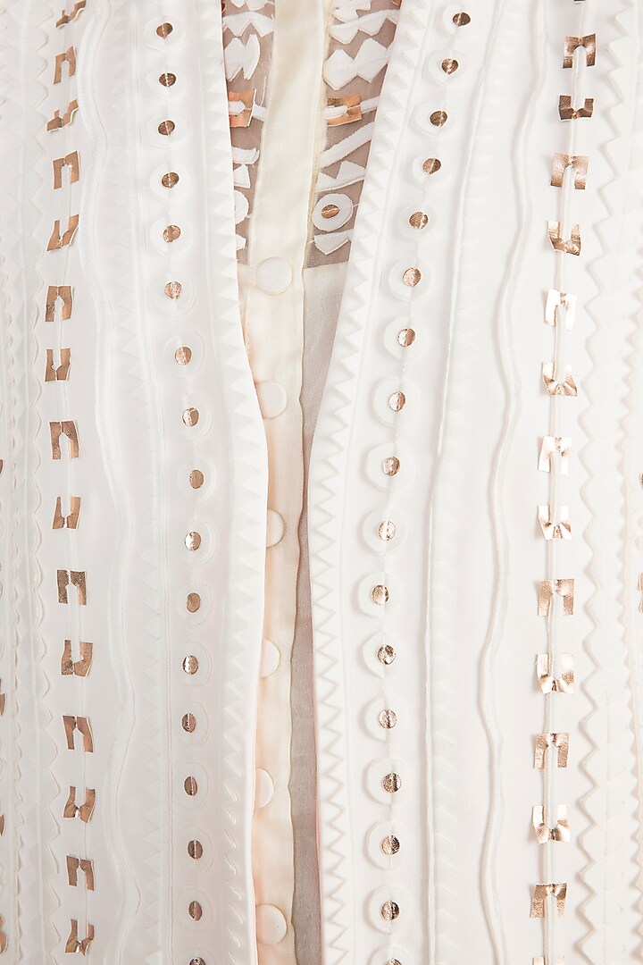 Off White Geometric Applique Jacket by Vidhi Wadhwani at Pernia's Pop Up Shop