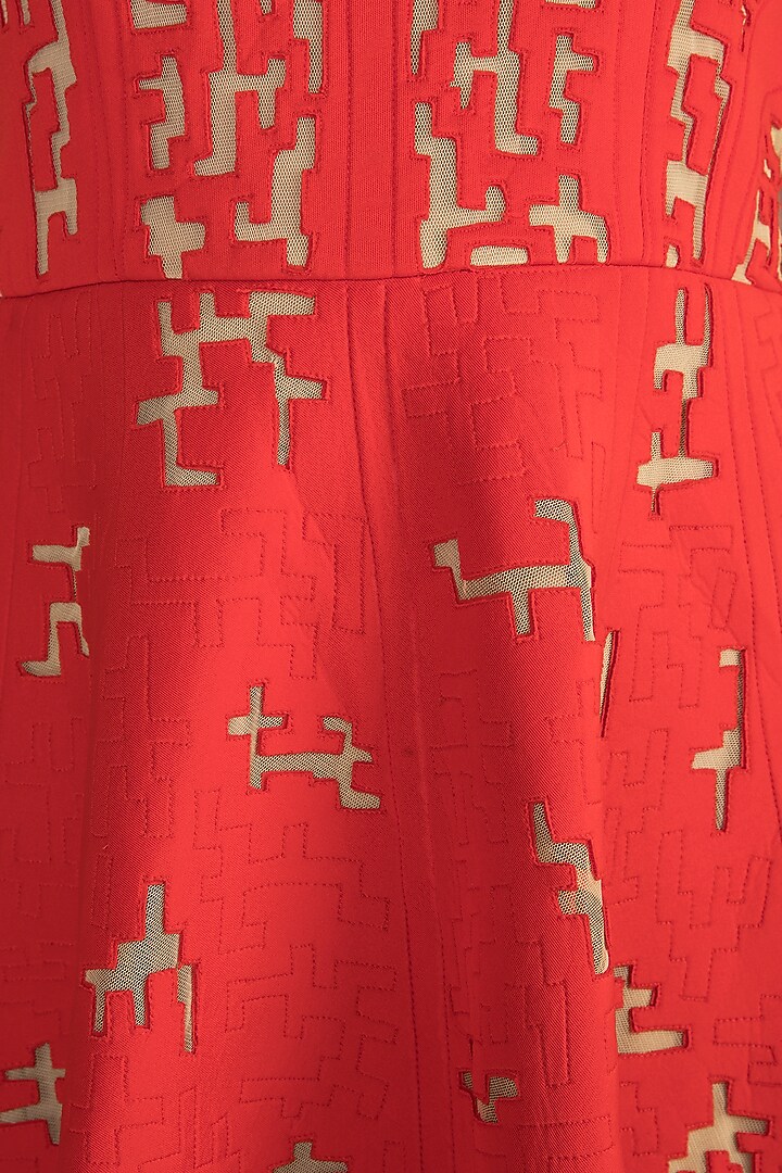 Red Panelled Neoprene Vacation Dress by Vidhi Wadhwani at Pernia's Pop Up Shop